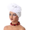 Vêtements ethniques Fleurs à volants Femmes Turban Cap Africain Femme Head Wraps Chapeau Nigeria Mariage Party Headpiece Musulman Foulard Bonnet