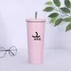Designer Stainless Steel Mugs FOUR COLORS To Choose Multipurpose Letters Pattern European Style Water Cup with Straw 500ml