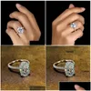 Обручальные кольца Винтаж овальной огранки 4Ct Lab Diamond Prom Ring 100% Настоящее Обручальное кольцо из стерлингового серебра 925 пробы для женщин Ювелирные изделия Drop Deliv Dhqs1