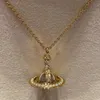 Designer's Hot Selling Saturn New Orb Full Diamond Rivet 3D Saturn Necklace Sweater Chain Fashion Versatile Necklace