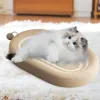 Tapis ovale à gratter pour chat, lit à gratter avec boule, jouets nid de chat tissé, fournitures pour animaux de compagnie, empêche les chats de détruire la maison