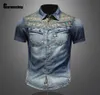 Men039s Tshirts Modne Tops Summer krótkiego rękawu Model patchwork Mens Dżinsowa koszula swobodna szczupła bluzka dżinsowa seksowna mężczyzna ubranie ZZ1337840