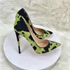 Designer High Heels Women's Fur Green Striped Road Thin High Heels 12cm Flat Sandals Wedding Banquet Shoes Formal Shoes