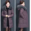 Parkas XL7XL Down Cotton Clothes Jacket MidLength Women Big Fur Collar Solid Color Coat Abrigos Mujer Invierno Sobretudo Feminino