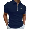 Mens Polos Designer Summer Zipper Polo Shirt Prads Brand Brand Print Print Menwear Streetwear Discual Short Sleeve T-Shirt Nber 1Z6B9