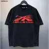 Hellstar T Shirt Diseñador de camisetas para hombres Grafic Tee Hipster Fabricación Waved Street Graffiti Foil estampado Vintage Negro Loose Tamaño EUR S-XL