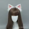 Kostiumy Nowe ręcznie wykonane koty lis uszy head opaska lol cosplay ucha lolita białe różowe włosy do włosów dla kobiet akcesoria kostiumowe dziewczęta
