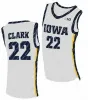 22 Caitlin Clark Jersey Iowa Hawkeyes Women College Basketball Maglie Nero Bianco Giallo