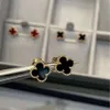 Desginer Van Cleff bracelet Vcas clover High Version Fanjia Small Four Leaf Clover Earrings Female v Gold Thickened 18k Rose Gold Plated Natural Black Agate White Fri