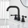 Rubinetti per lavandino del bagno 3PCS Rubinetti per lavabo da bagno neri Miscelatori caldi e freddi Facile installazione Miscelatore montato su piattaforma Rubinetto diffuso Q240301