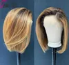 Ombre cor bob frente do laço perucas de cabelo humano destaque cabelo remy brasileiro 44 perucas de renda 150 densidade pré-selecionado s082613959856680911