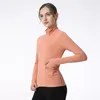 AL Veste de yoga à manches longues pour femme - Col montant - Taille serrée - Fermeture éclair complète - Fitness - Jogging - Décontracté - Manteau de course - Pouce Buck SweatTops