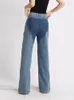 Jeans pour femmes twotwinstyle décontracté denim pour femmes hautes taille creux patchwork floral sexy flare jean vêtements de mode féminin 2024