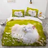 Stelt 3D beddengoedsets Red Duvet Quilt Cover Set Dekmforter bedden bed uitkruiskussenkoning Koning Koningin 210*210cm maat Pet Cat Design voor kinderen Girls