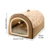 Mats Dog Cave 2 in 1 Detachable Covered Cat Bed with Ball Pendant Cat Hideaway House Warm Washable Cozy Dog Beds for Large Dogs