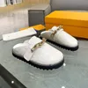 Designer Baotou Pantoufles Chambre Confortable Sandales plates Calfskin Mules Sabots Denim Lettre Impression Confort Chaussures Casual Plate-forme Luxe Facile Sandal Mode Femmes Fluffy