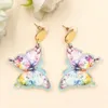 Boucles d'oreilles pendantes papillon irisé, bijoux en acrylique brillant pour fille maman découpé au Laser