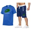 Summer Men's Fitness Fashion Leisure Spor Seti Spor Seti Seti Kısa Kollu T-Shirt Şort 2 Parçalı Set