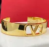 Populaire Designer Vergulde Bangle Klassieke Brief Armbanden voor Mannen Vrouwen Polsbandje Manchet Armband Liefhebbers Gift Bruiloft Sieraden