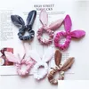 Accessoires de cheveux Arrivée Filles Veet Bunny Oreilles Corde Élastique Enfants Queue De Cheval Lapin Enfants Scrunchy Bandes De Cheveux Drop Livraison Bébé Mater Dhrho