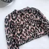 Traje de baño para mujer Leopardo de manga larga Traje de baño de 3 piezas Corte alto Push Up Bikini acolchado Bañistas femeninos Traje de baño deportivo Tanga Biquini