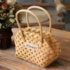 Evening Bags Womens handbag wooden chip small flower basket handbag wooden flower basket J240301
