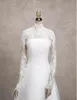 2016 High Neck Bridal Owidania Tanie modne kurtki ślubne Bridal Kurtki Białe koronkowe okłady ślubne 32226015