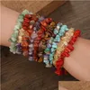 Pulseras de encanto Pulsera de piedra de gema natural Irregar Crystal Stretch Chip Beads Redes Brazaletes Cuarzo Chakra Pulsera para mujeres Regalo Dr Dhync