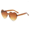 Sunglasses Heart Shaped Sun Glasses Fashion Candy Color Gradual Frameless Design Female