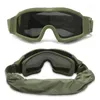 Taktiska skyddsglasögon Militär skjutning av solglasögon Vindtät sandkontroll WarGame Glass 3 linser Byt ut arméskytteglas 240223