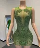 Robes de soirée vert transparent voir à travers les femmes africaines cocktail perlé robes d'anniversaire courte fille noire bal de promo