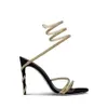 Rene Caovilla Margot装飾されたSiede Sandals Snake Strass Stiletto Heels Women's High Heeled Luxury Designers Ankle Wraparound Invined Shoes 34-43 with Box