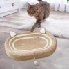 Tapis ovale à gratter pour chat, lit à gratter avec boule, jouets nid de chat tissé, fournitures pour animaux de compagnie, empêche les chats de détruire la maison