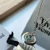 المصمم Vivienewestwoods Vivienne The Empress Dowager of the West Mint Green Threedimensional Orb Planet Necklace Womens Sweater و Small Saturn Sweater