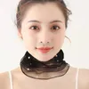 Scarves Spring Summer Chiffon Neck Collar Scarf Mesh Fake Pear Women Head Thin Sunscreen Anti-UV Fashion Lace Beaded