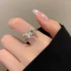 Clusterringen Donkerzwarte Zirkoon Vlinder Open Ring Voor Vrouwen Mysterieuze Paarse Kristallen Geglazuurde Vingeraccessoires Prachtige Mode-sieraden