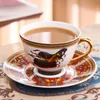 Fashion European Style Coffee Cup and Saucer Style Afternoon Tea Cup Ceramic High-End Gold Plating Steed Cup and Saucer