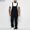 Mens Ripped Denim Overalls Fashion Full Length Suspender Pants Man Jeans High Street Jumpsuit Distressed Casual Trousers 240228