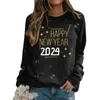 Women's Hoodies Women Round Neck Long Sleeve Full Print Year Spring Festival Holiday Casual Hoodless Sweatshirt Tops Fleece Crop Set