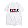 Mens T Shirts Letter I Love My Boyfriend Printed T-Shirts Men Women Short Sleeve Cotton Shirt Streetwear Harajuku Unisex Tees Tops Clothing
