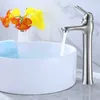 Rubinetti per lavandino del bagno Rubinetto per lavabo spazzolato in acciaio inossidabile 304 Creativo a becco d'anatra singolo foro e acqua di miscelazione fredda sopra il bancone