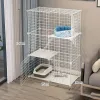 Cages 3 niveaux bricolage fil métallique chat Cage grand lieu d'exercice clôtures pour lapin cochon chien 109x75x39cm intérieur détachable chat parc maison