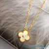 2024 Designer vans Four-leaf Clover Necklace Womens v Thick Plated 18k Rose Small Gold Beimu Jade Marrow