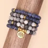 Charm-Armbänder, 108 Perlen, 8 mm, Lotus-Matt-Armband, blauer Stein, Picasso, Meditation, Tropfen für Damen und Herren, Yoga