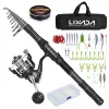 Combo Fishing Rod Reel Combos Telescopic Fishing Pole with Spinning Reel Kit Fishing Line Lures Hooks Set Fishing Accessories with Bag