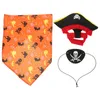 Trajes de gato Halloween gatinho chapéu bandana pet pirata traje kit crânio olho remendo capitão vestir-se
