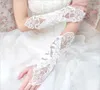 Glove de bride rouge blanc coude longueur perle en dentelle de dentelle gants de mariage en dentelle sans doigt