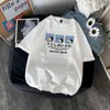 女性用Tシャツアメリカンレトロピュアコットンカートゥーンプリント男女のための半袖Tシャツ夏のルーズフィッティングカップル多目的