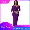 Roupas étnicas Plus Size Verão Sexy Moda Grande Arco V-Pescoço Split Slim Fit Envoltório Hip Cintura Alta Cintura Média Vestido Mulheres