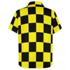 Mäns casual skjortor Två ton svart och gul semesterskjorta mod checkers hawaii roliga blusar kort ärm grafiska toppar stor storlek
